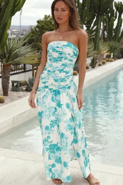 All About You Strapless Maxi Dress Blue