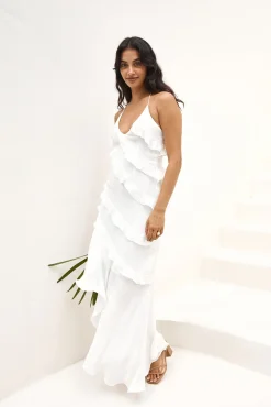 Angelic Energy Halter Maxi Dress White