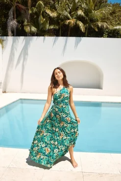 Aranya One Shoulder Maxi Dress Green