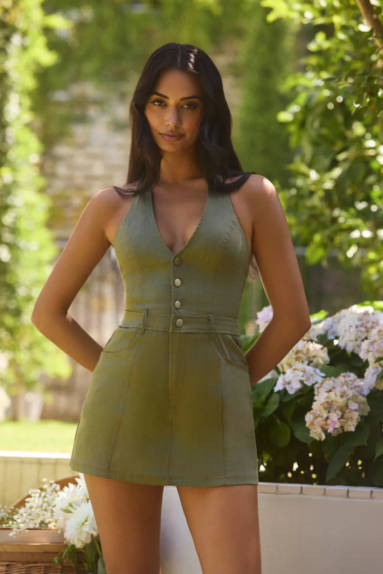 Arizona Halter Playsuit Khaki