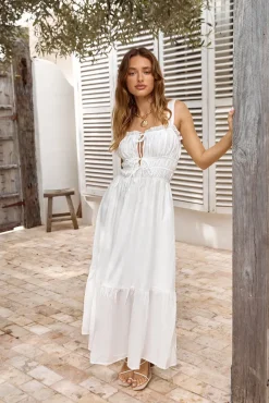 Around The Globe Midi Dress White