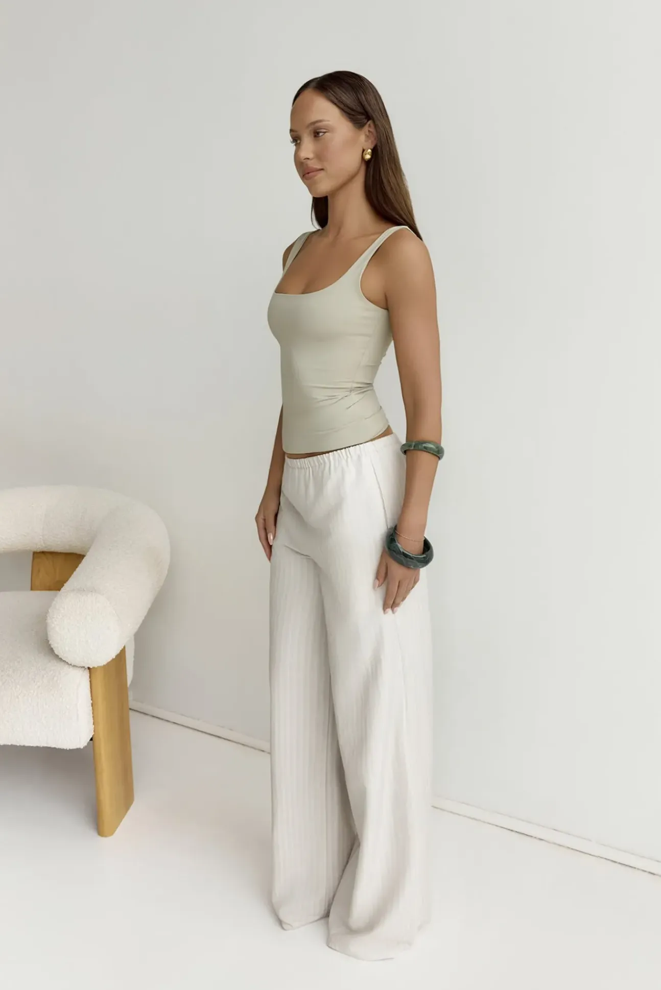 BASE Everyday Staple Singlet Top Sage