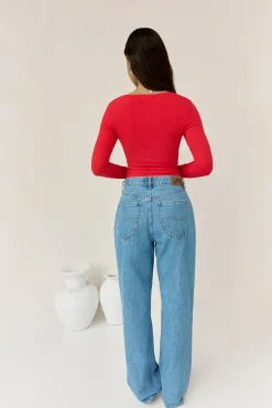 BASE Wear Now Ribbed Long Sleeve Top Red