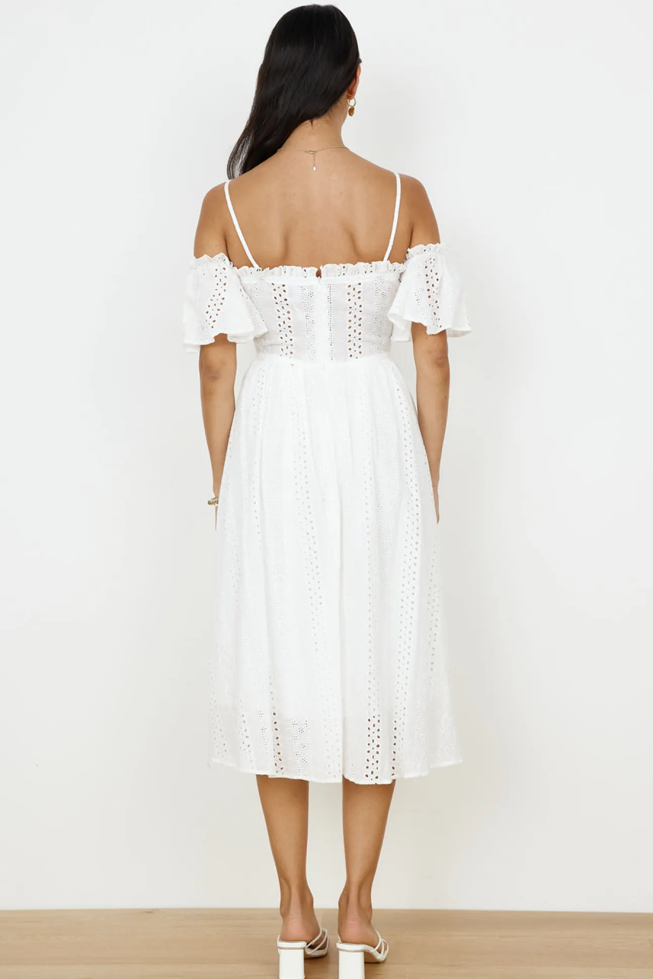 Basque Midi Dress White