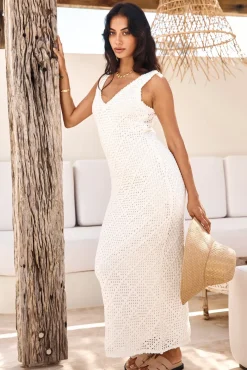 Beach Walk Knit Maxi Dress White