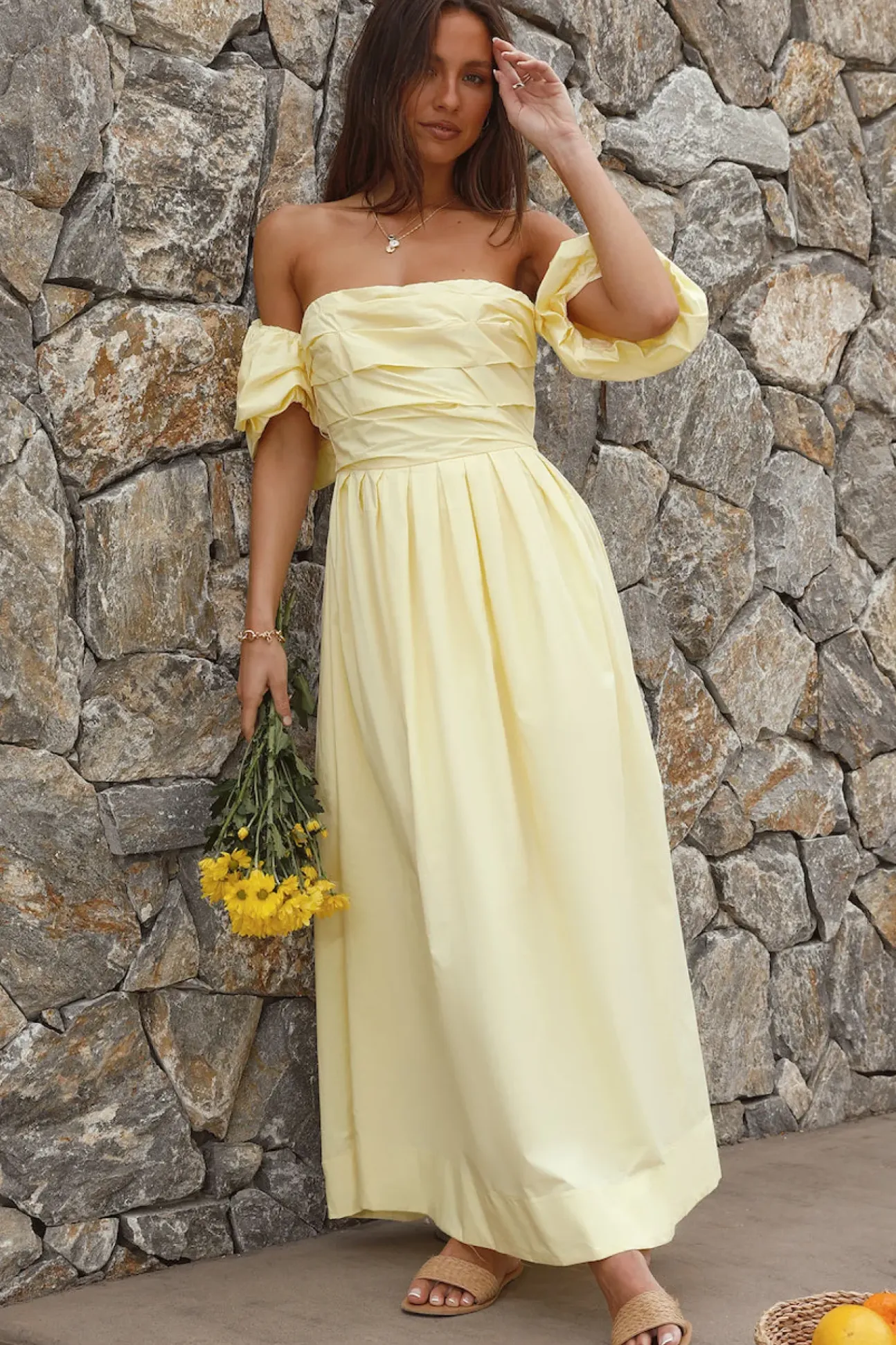 Bella Maxi Off-Shoulder Dress Yellow