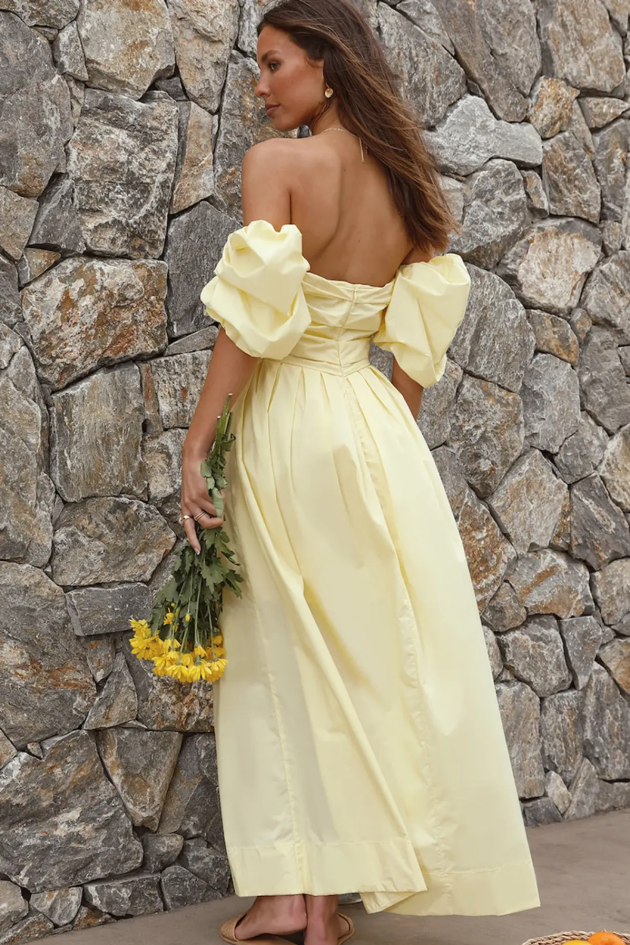 Bella Maxi Off-Shoulder Dress Yellow