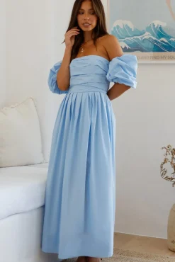 Bella Off Shoulder Maxi Dress Blue