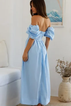 Bella Off Shoulder Maxi Dress Blue