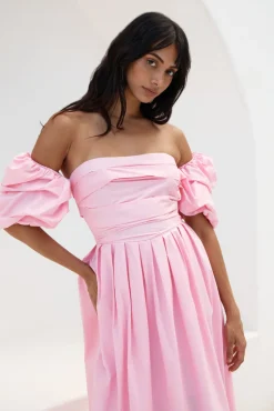Bella Off-Shoulder Maxi Dress Pink