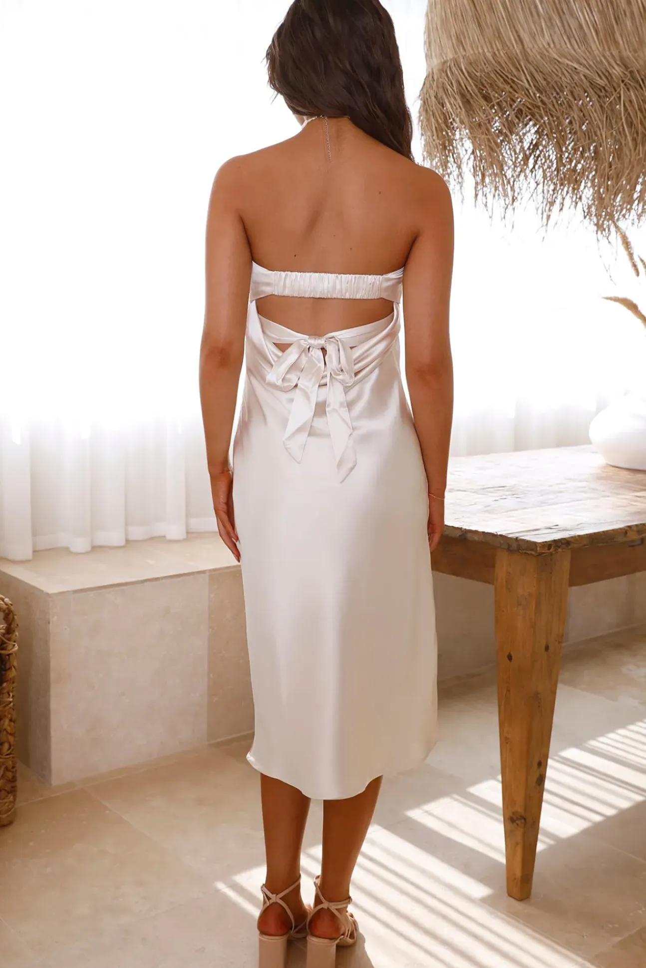 Bittersweet Ending Midi Dress Champagne