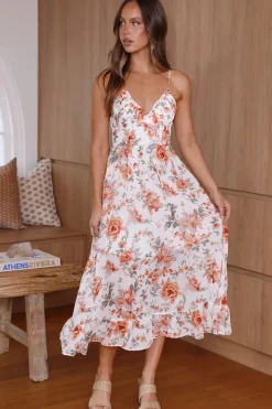 Blooming Path Maxi Dress Orange
