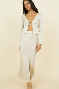 Bouquet of Flowers Maxi Skirt Champagne
