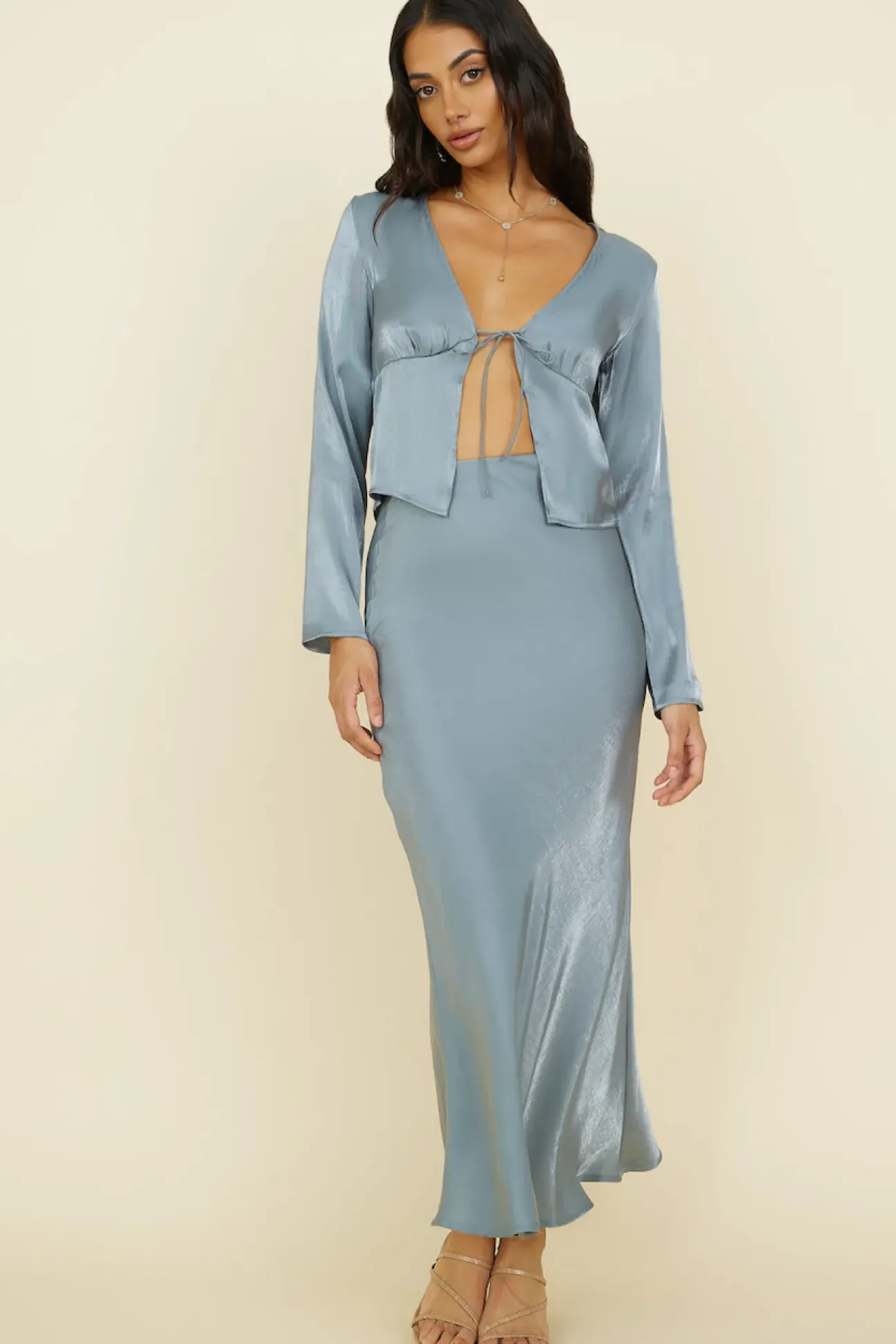 Bouquet of Flowers Maxi Skirt Grey