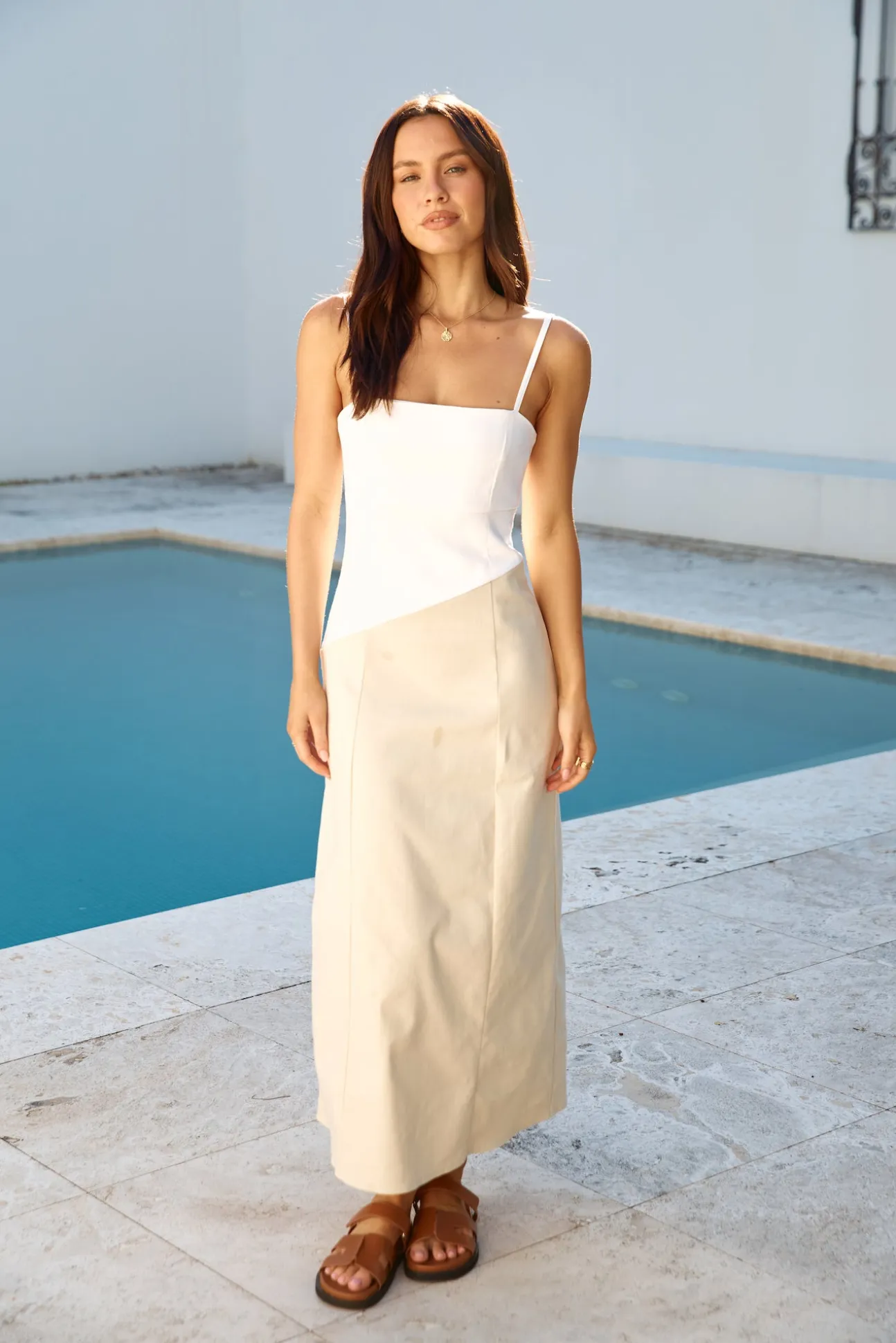 Brunch Date Midi Dress Beige