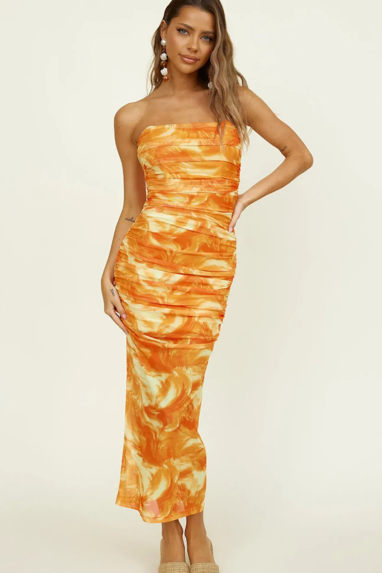 Burning Palms Maxi Dress Orange