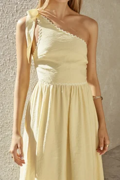Busy Girl One Shoulder Maxi Dress Yellow