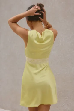 Calista Satin Mini Dress Yellow