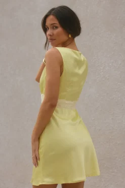 Calista Satin Mini Dress Yellow