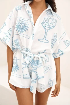 Catalonia Coast Romper Blue