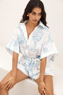 Catalonia Coast Romper Blue