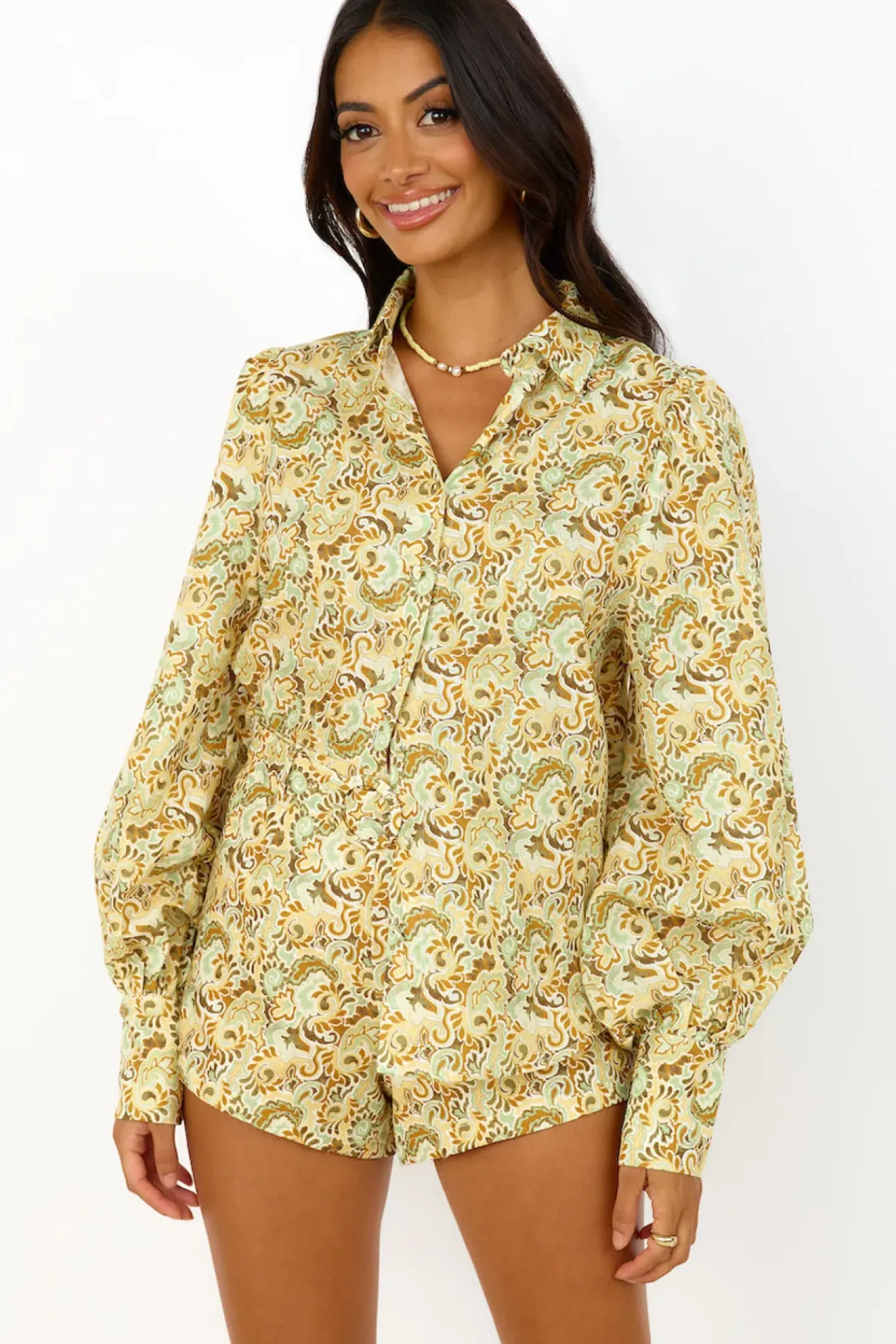 CHARLIE HOLIDAY Harper Shirt Forest Paisly