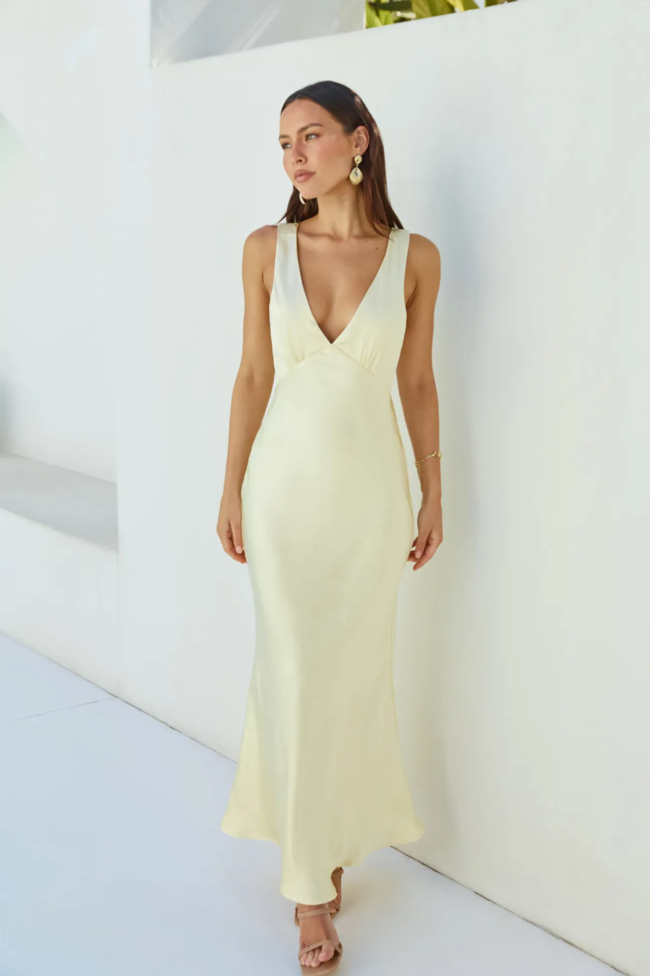 Cheers To You Satin Maxi Dress Yellow