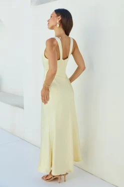 Cheers To You Satin Maxi Dress Yellow