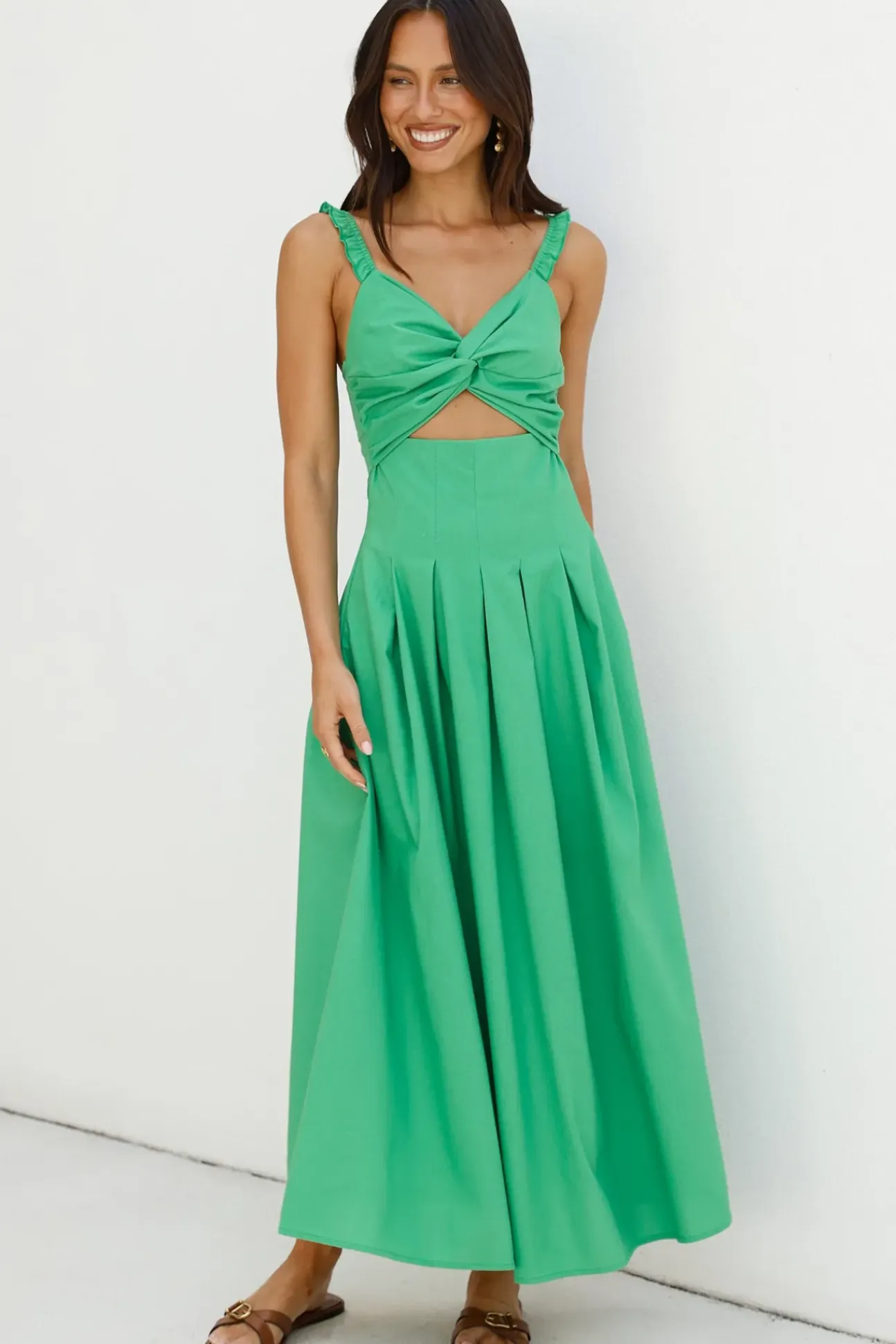 Cherry Kisses Maxi Dress Green
