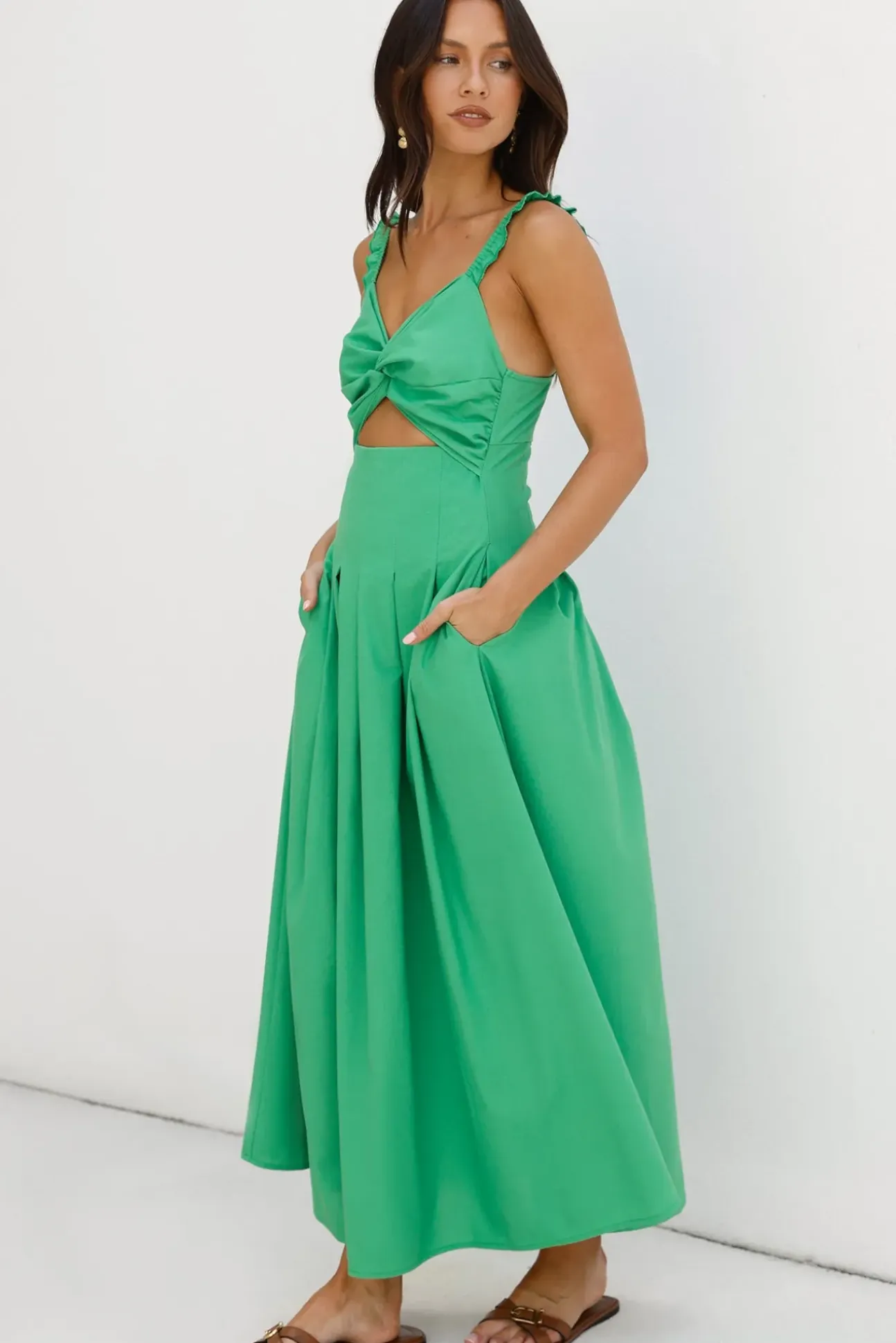 Cherry Kisses Maxi Dress Green