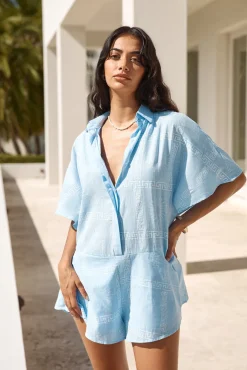 Chic On Shore Romper Blue