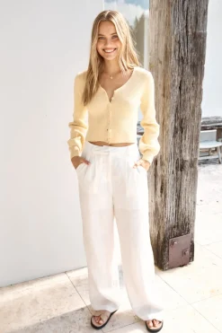 Chilly Days Ribbed Cardigan Top Yellow