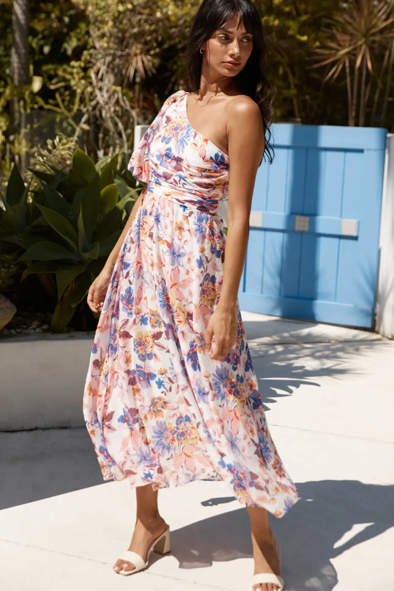 Chin Up One Shoulder Maxi Dress Purple