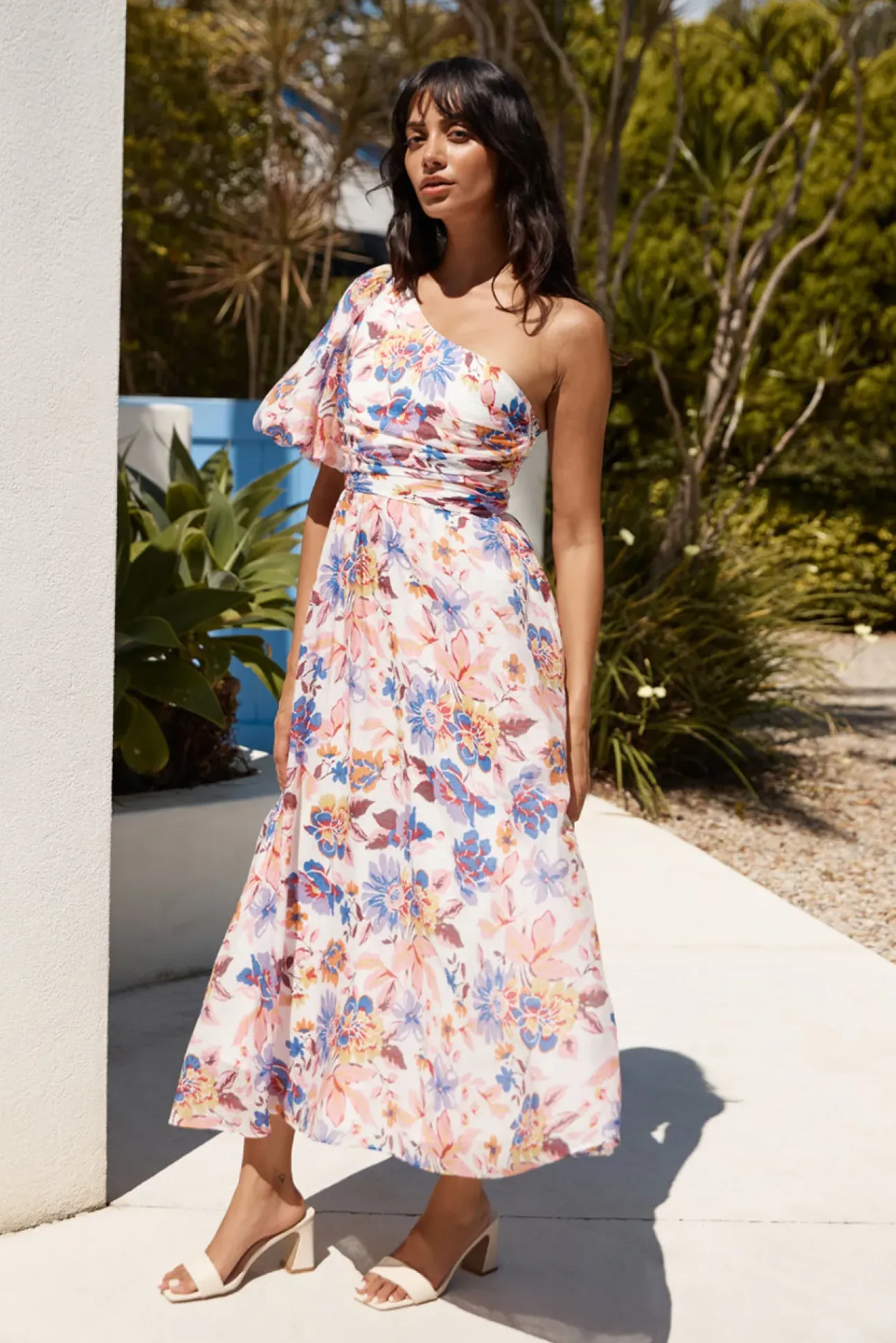 Chin Up One Shoulder Maxi Dress Purple