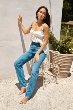 Clarabelle Linen Cami Top White