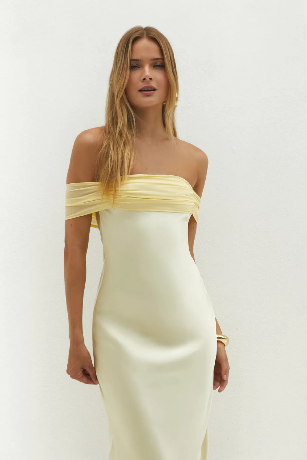 Cleo Cove Strapless Maxi Dress Butter Yellow