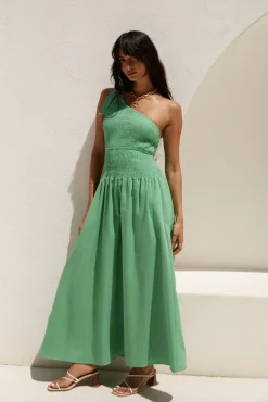 Close Up One Shoulder Maxi Dress Green