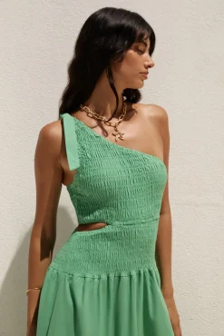 Close Up One Shoulder Maxi Dress Green