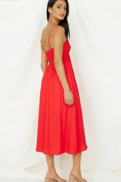 Coastal Dreaming Midi Dress Red