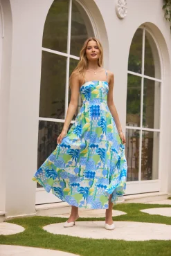 Coastal Paradise Midi Dress Print