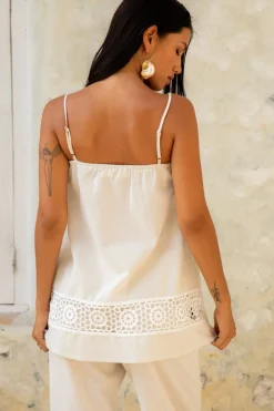 Coastal Tour Linen Top Beige