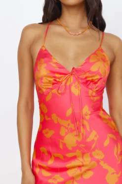 Colorful Memories Satin Maxi Dress Red