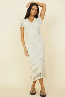 Cosmic Swirl Maxi Dress Beige