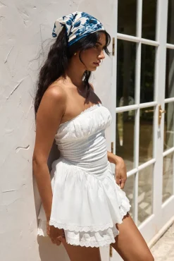 Country Darling Strapless Mini Dress White
