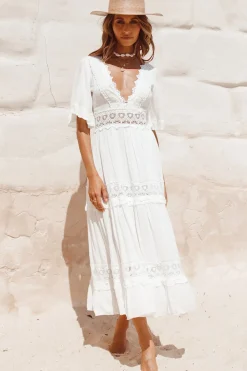 Cowboy Midi Dress White