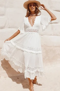 Cowboy Midi Dress White