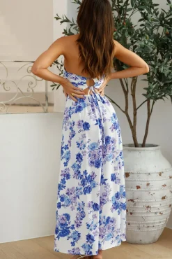 Cross My Heart Halter Maxi Dress Blue