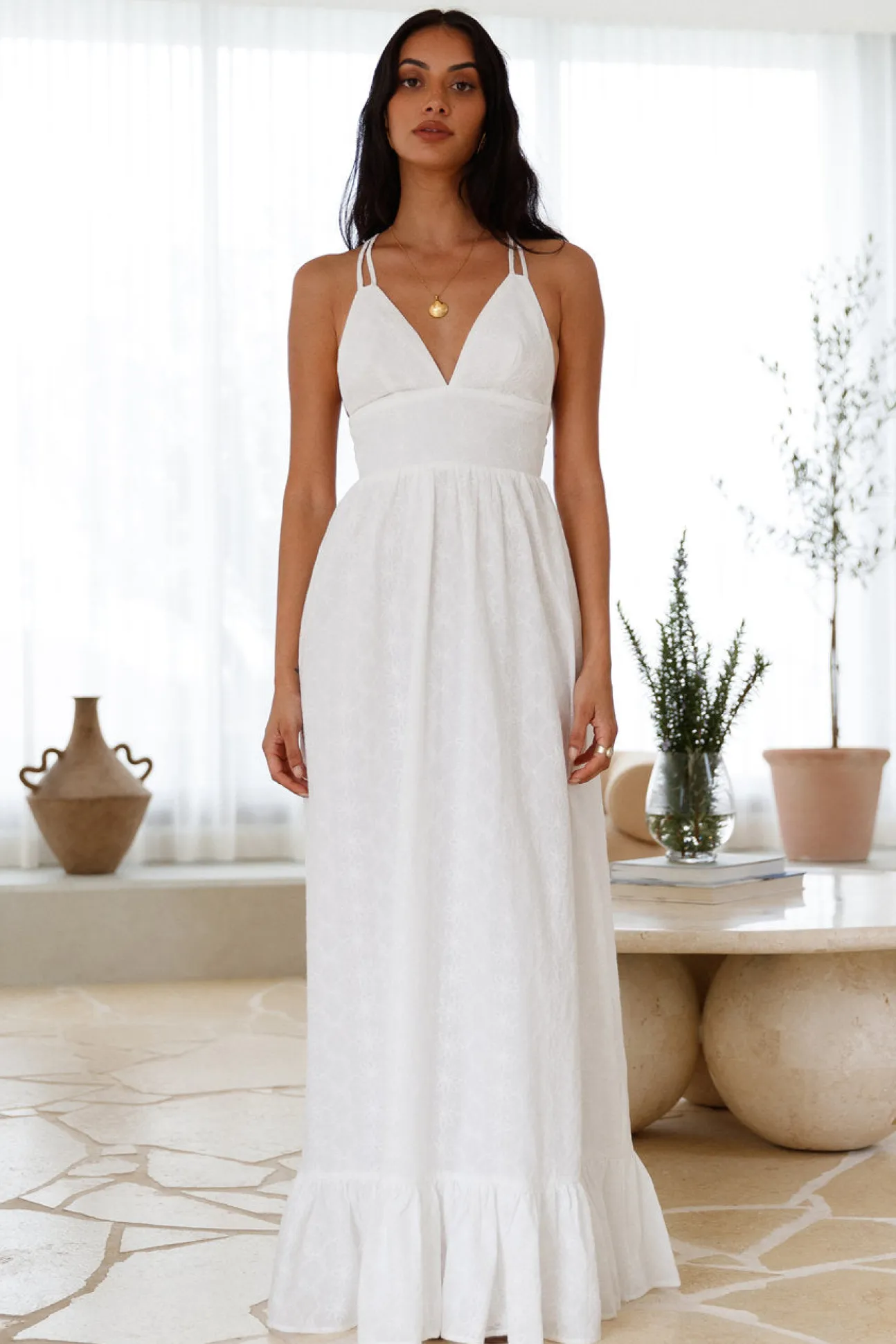 Crystal Clarity Maxi Dress White