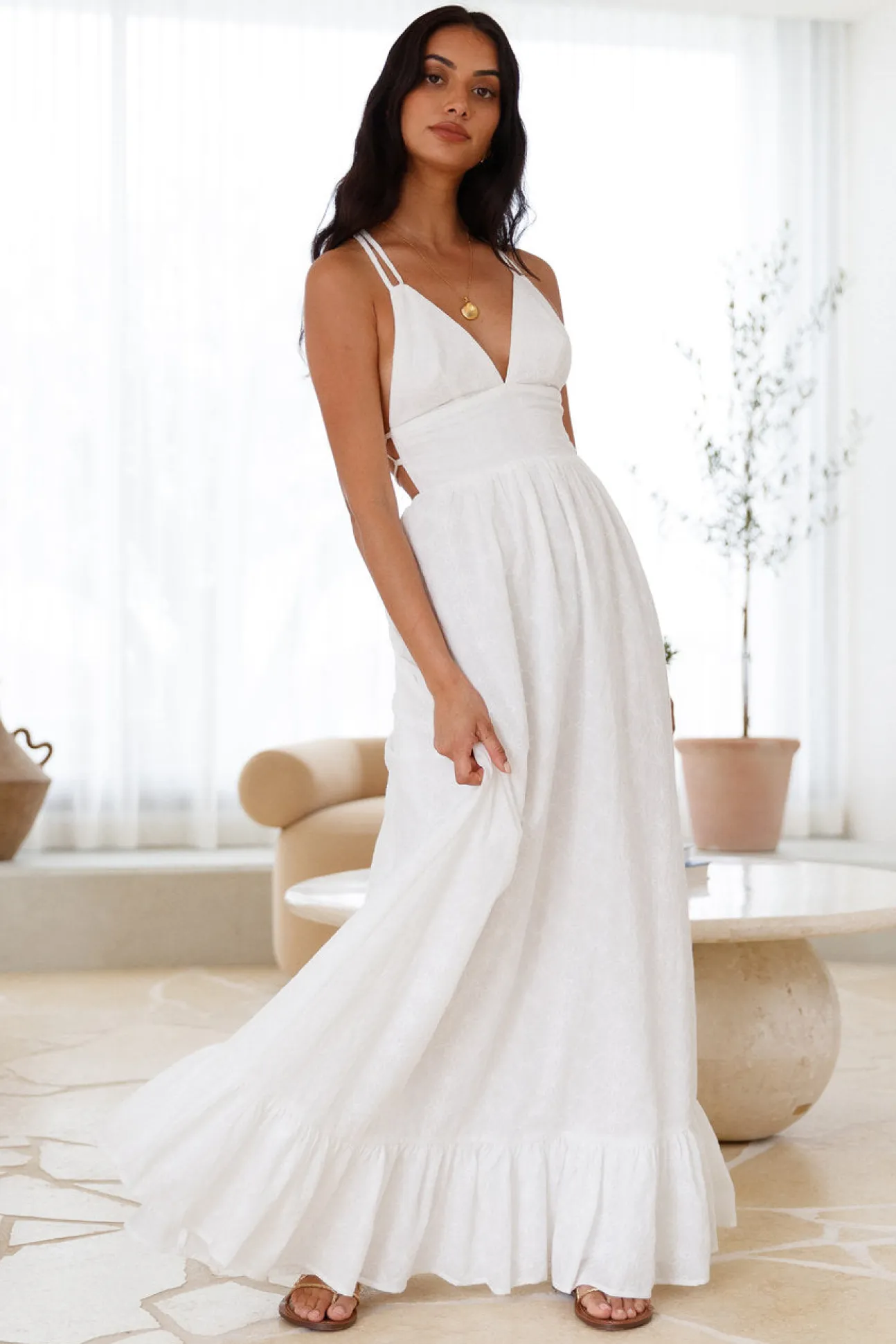 Crystal Clarity Maxi Dress White