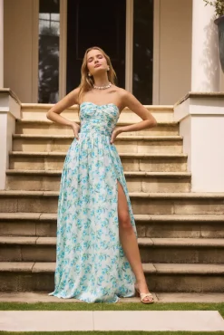 Dainty Events Strapless Maxi Dress Blue